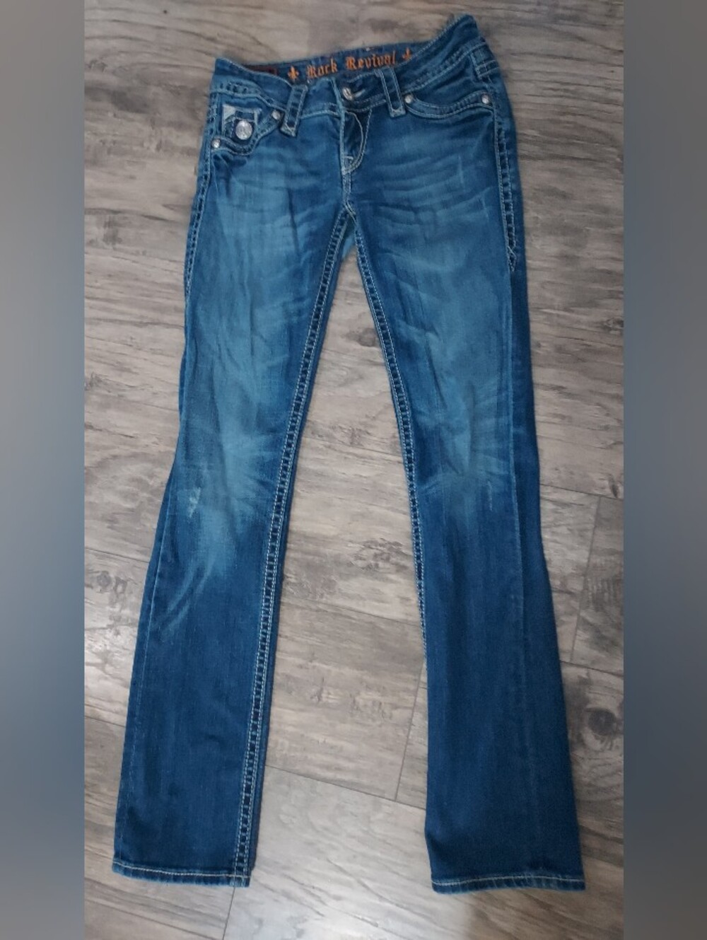 Rock Revival Tori Straight Leg Distressed Indigo Jeans